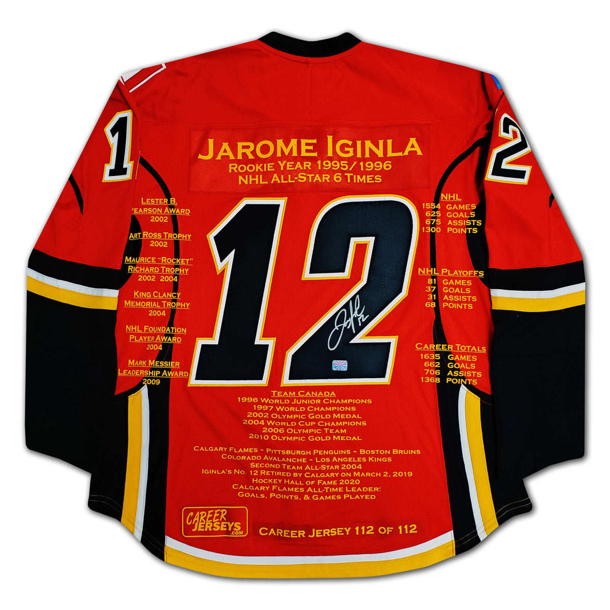 Jarome Iginla Career Jersey #112 of 112