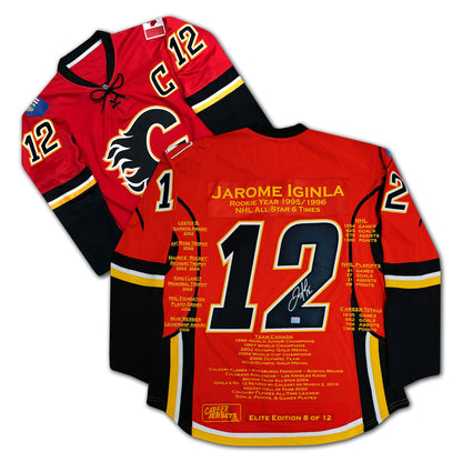 JAROME IGINLA SIGNED CAREER JERSEY ELITE EDITION OF 12 CALGARY FLAMES