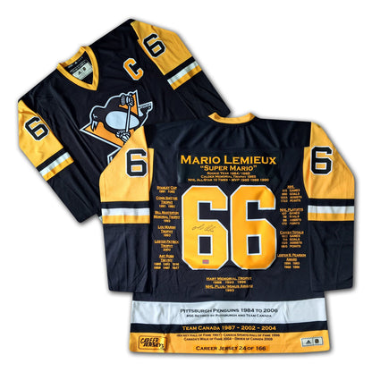 MARIO LEMIEUX CAREER JERSEY SIGNED - LTD ED 166 - PITTSBURGH PENGUINS