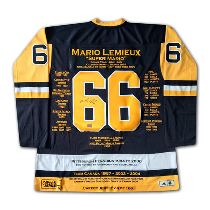 MARIO LEMIEUX CAREER JERSEY SIGNED - LTD ED 166 - PITTSBURGH PENGUINS
