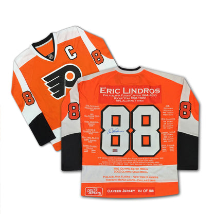 MAILLOT DE CARRIÈRE ERIC LINDROS AUTOGRAPHÉ ÉDITION LIMITÉE 188 - PHILADELPHIA FLYERS