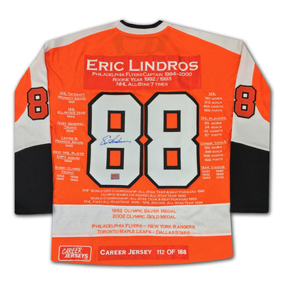 MAILLOT DE CARRIÈRE ERIC LINDROS AUTOGRAPHÉ ÉDITION LIMITÉE 188 - PHILADELPHIA FLYERS
