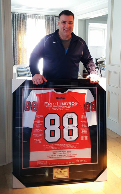 MAILLOT DE CARRIÈRE ERIC LINDROS AUTOGRAPHÉ ÉDITION LIMITÉE 188 - PHILADELPHIA FLYERS