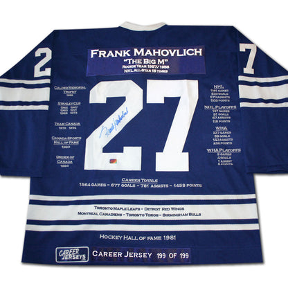 FRANK MAHOVLICH CAREER JERSEY #199 OF 199 - AUTOGRAPHED - TORONTO MAPLE LEAFS