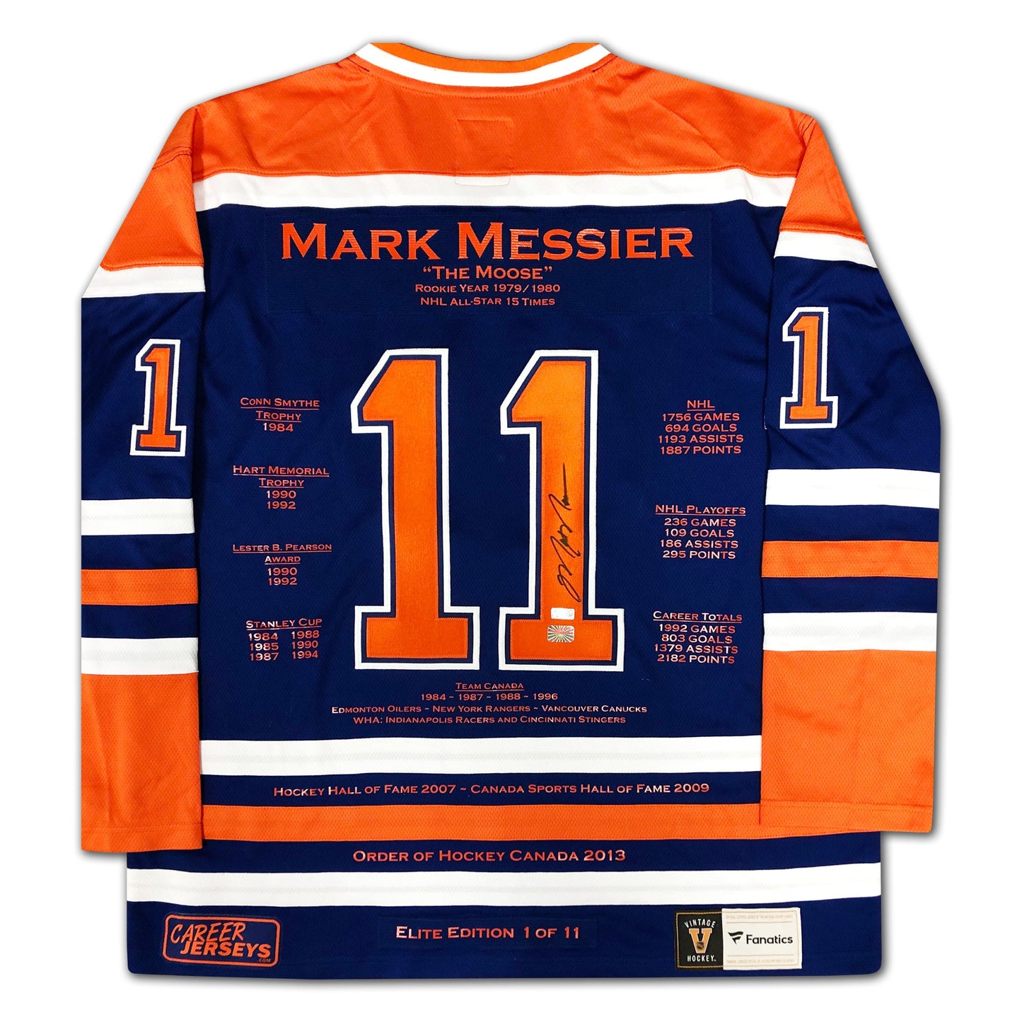 MARK MESSIER CAREER JERSEY ELITE EDITION #1 OF 11 - SIGNED - EDMONTON OILERS