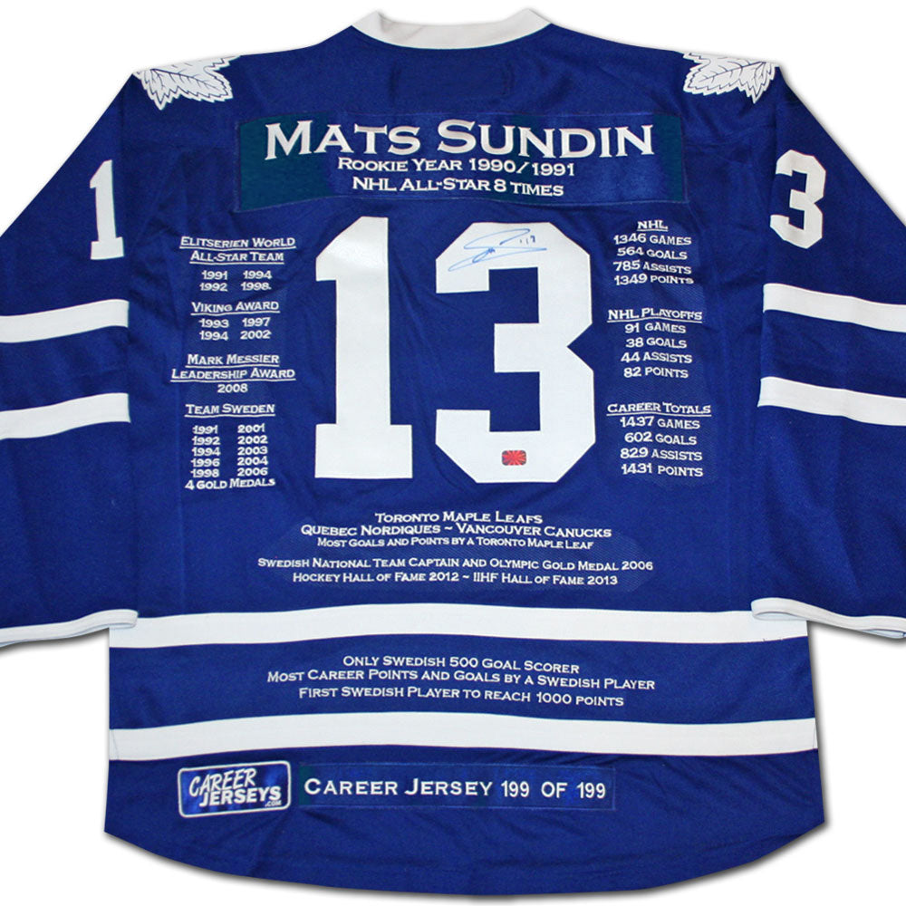 Mats Sundin Toronto Maple Leafs Career Jersey #199 of 199