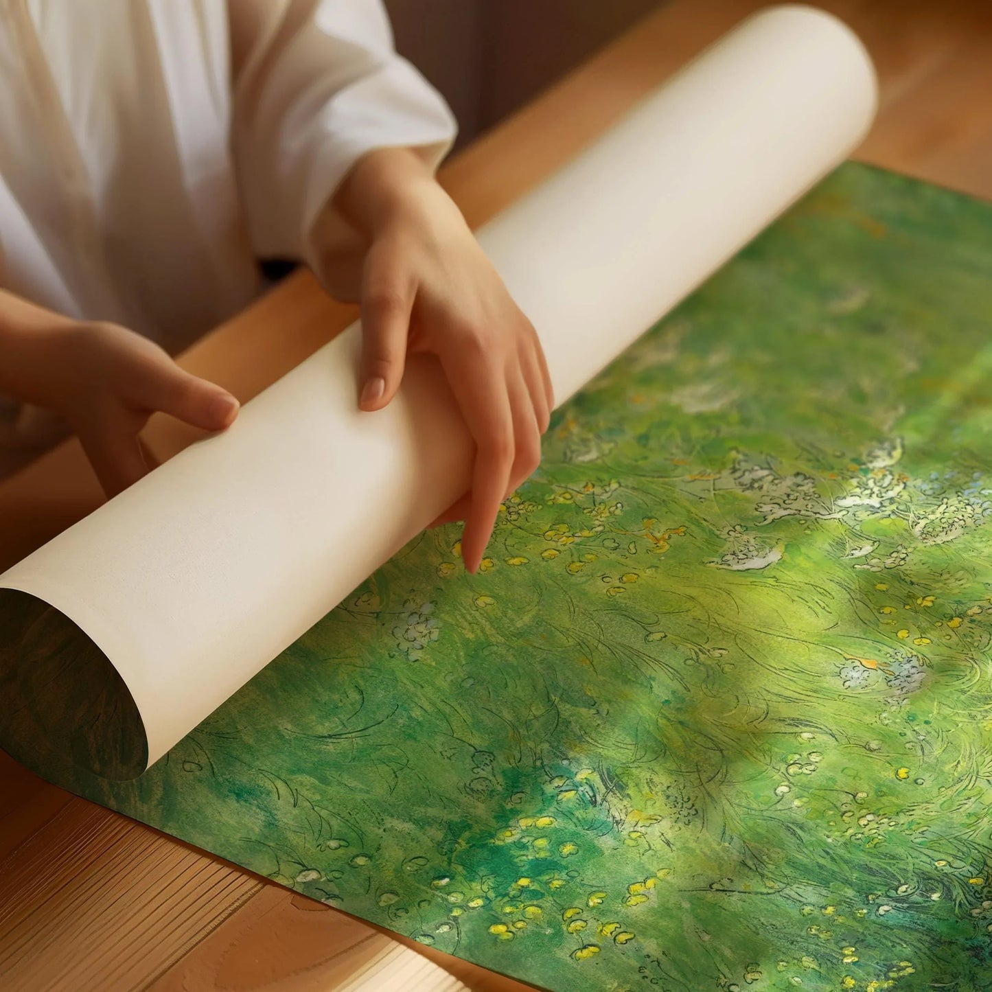 Carl Larsson Print: Kersti in the Meadow, Green Fairytale Art