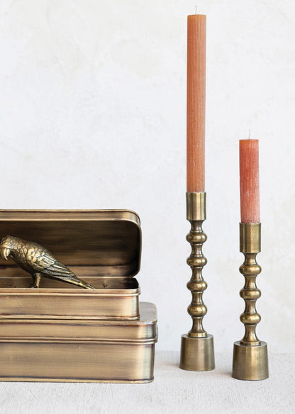 Cast Aluminum Taper Candlestick – Antique Gold, Set of 2