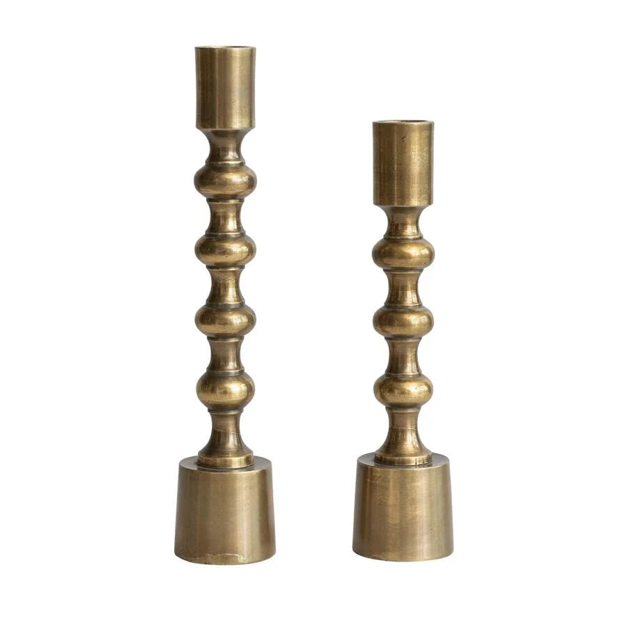 Cast Aluminum Taper Candlestick – Antique Gold, Set of 2