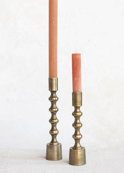 Cast Aluminum Taper Candlestick – Antique Gold, Set of 2