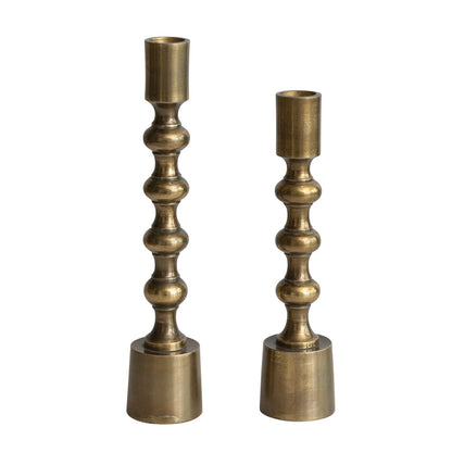 Cast Aluminum Taper Candlestick – Antique Gold, Set of 2