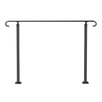 Handrails For Outdoor Steps, Fit 3-5 Steps Outdoor Stair Railing, Wrought Iron Handrail, Flexible Front Porch Hand Rail, Black Transitional Hand Railings For Concrete Steps Or Wooden Stairs