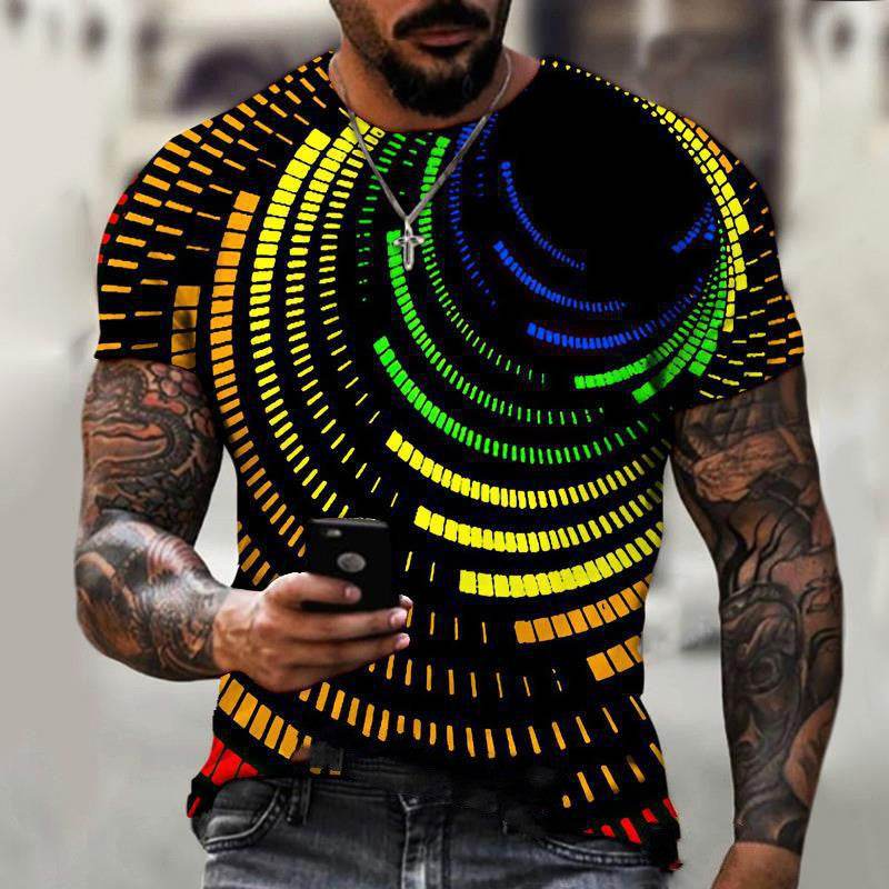 Men's Black Tech 3D Printed Short Sleeve T-Shirt
