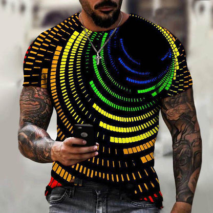 Men's Black Tech 3D Printed Short Sleeve T-Shirt