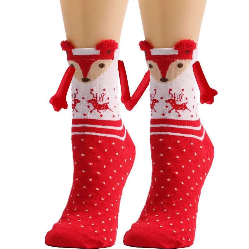 Hand Holding Couple Magnetic Handle Christmas Stockings
