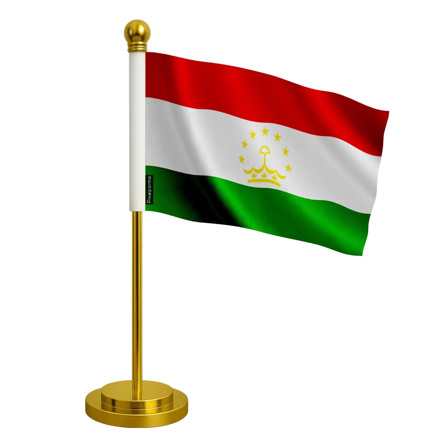 Drapeau De Bureau Du Tadjikistan – Polyester – Socle Acier Inoxydable