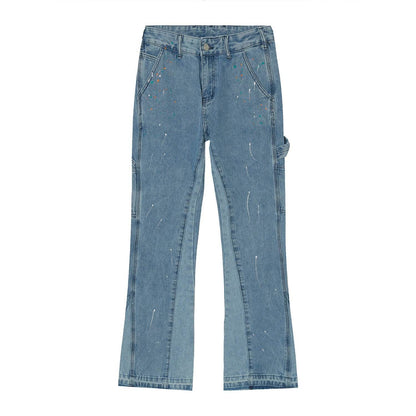 Reconstructed Splatter Denim Jeans pant fashion men