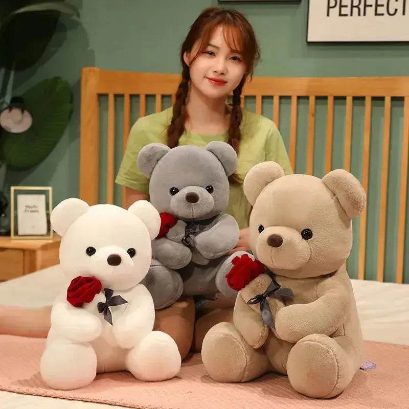 Nouvelles Jolies Roses Câlin Ours en Peluche Animaux Doux Poupées Joli Cadeau d'Anniversaire Petite Amie Saint-Valentin