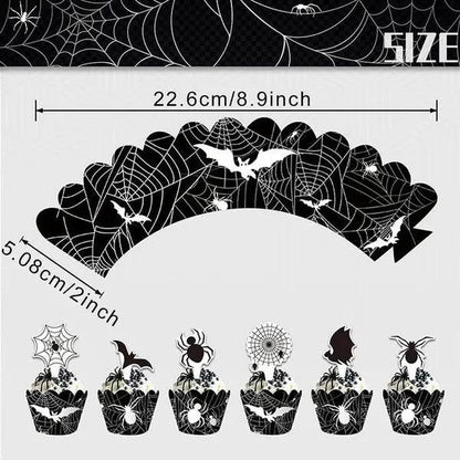 3 Tier Halloween Cupcake Stand Black Spider Web Cardboard Cupcake Stand Spider Bat Cupcake Toppers Halloween Cupcake Holder Tower For Halloween Birthday Party Supplies