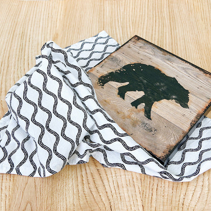 B&W Crinkled Flour Sack Tea Towels - Set/3