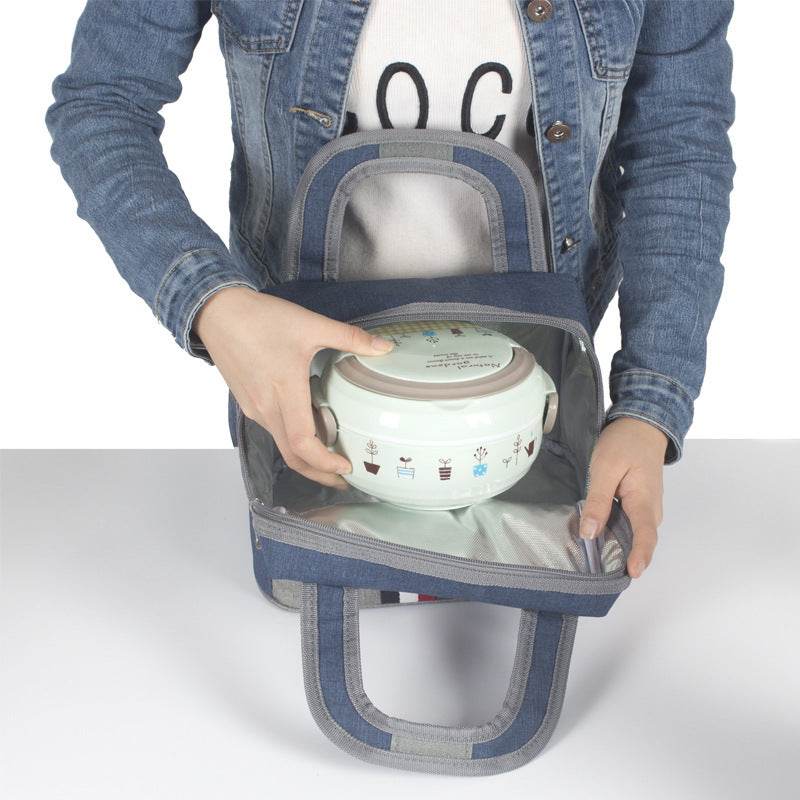 Women Fashion Thermal Insulated Denim Work Lunch Bag