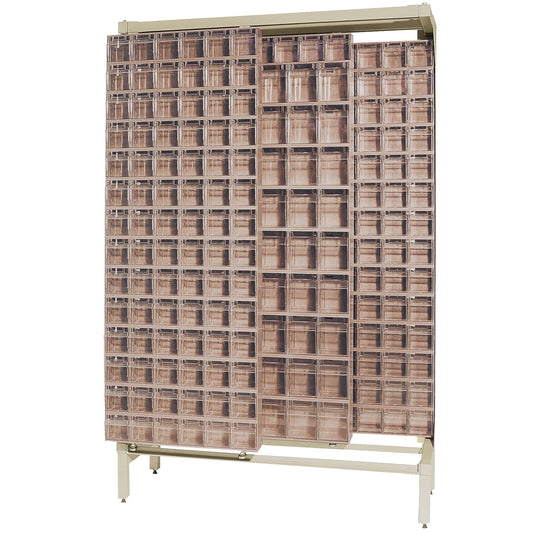 Système de glissières pour bacs basculants autoportants, 122 cm l x 46 cm P x 196 cm H, 303 tiroirs