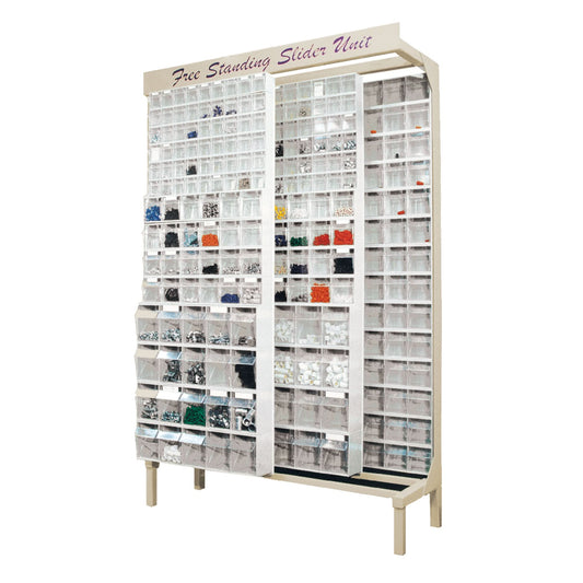 Free-Standing Tip-Out Bins Slider System, 48" W x 18" D x 77" H, 112 Drawers