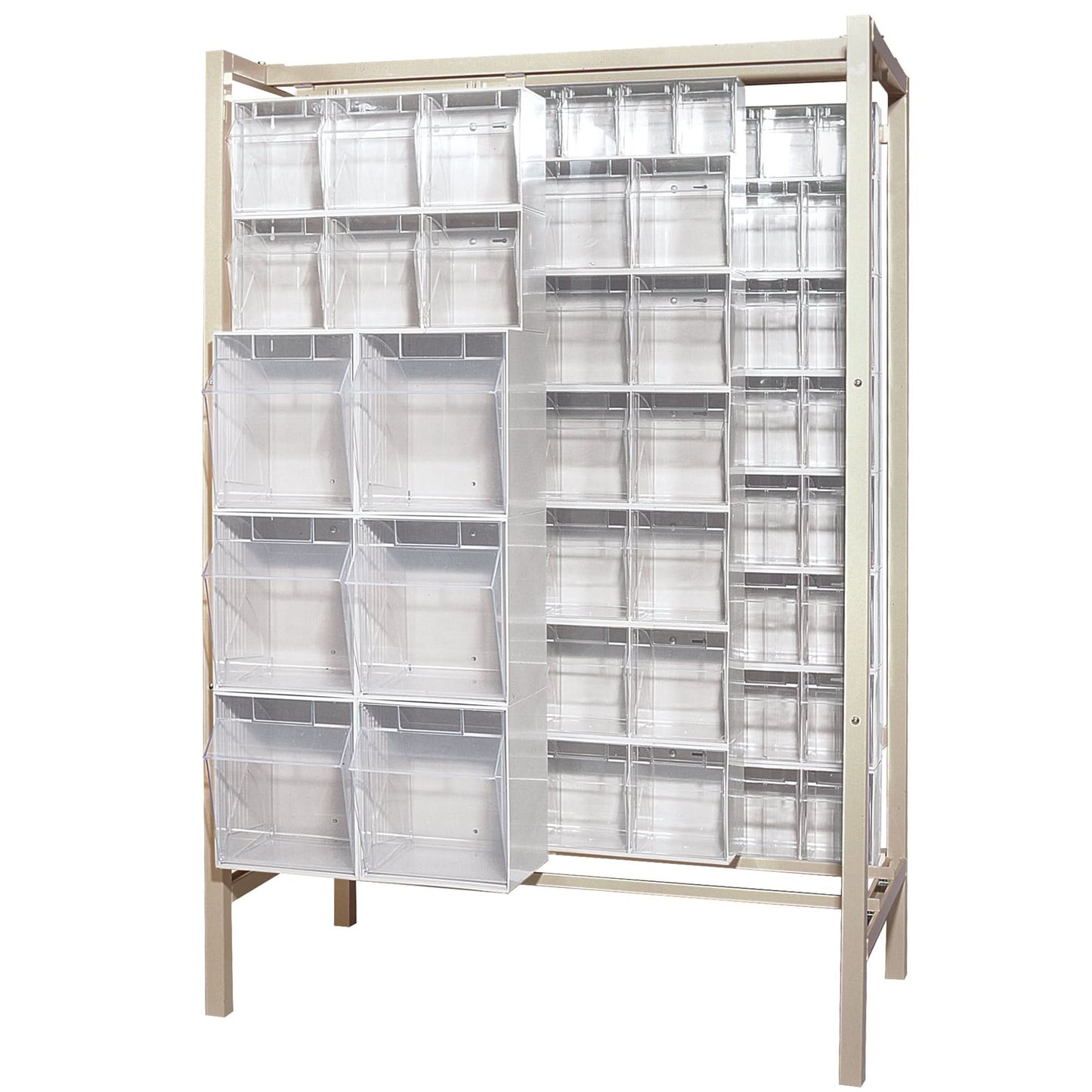 Free-Standing Tip-Out Bins Slider System, 51-1/4" W x 26" D x 77" H, 101 Drawers