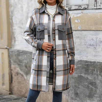 plaid jacket womens outfit Winter cashmere  Jacket Outwear for women