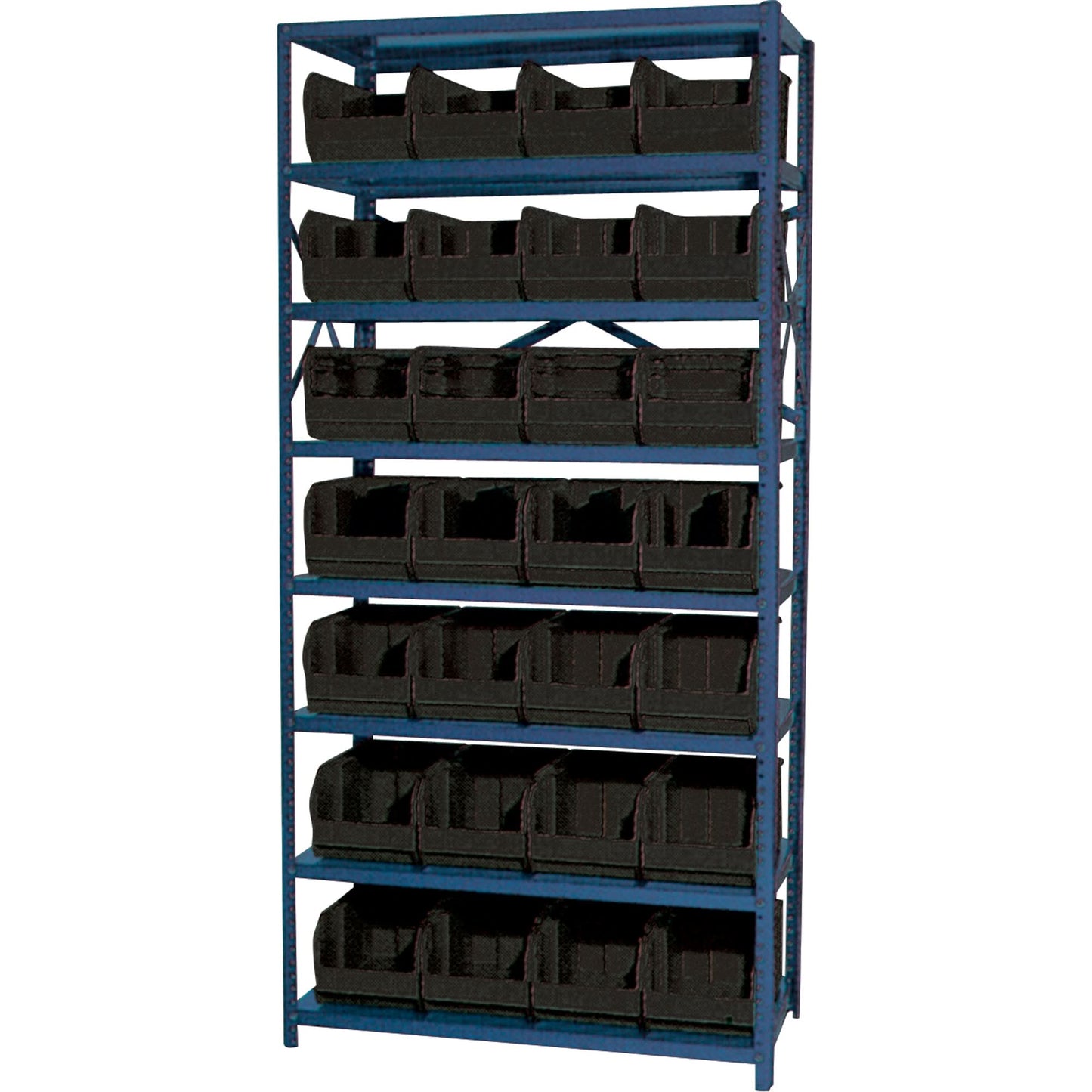 Storage Shelf Unit with Stacking Bins, Steel, Boltless, 800 lbs. Capacity, 36" W x 76" H x 12" D