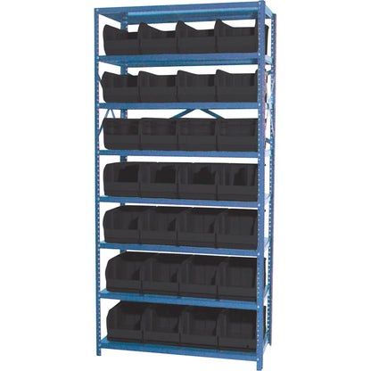 Storage Shelf Unit with Stacking Bins, Steel, Boltless, 800 lbs. Capacity, 36" W x 76" H x 12" D