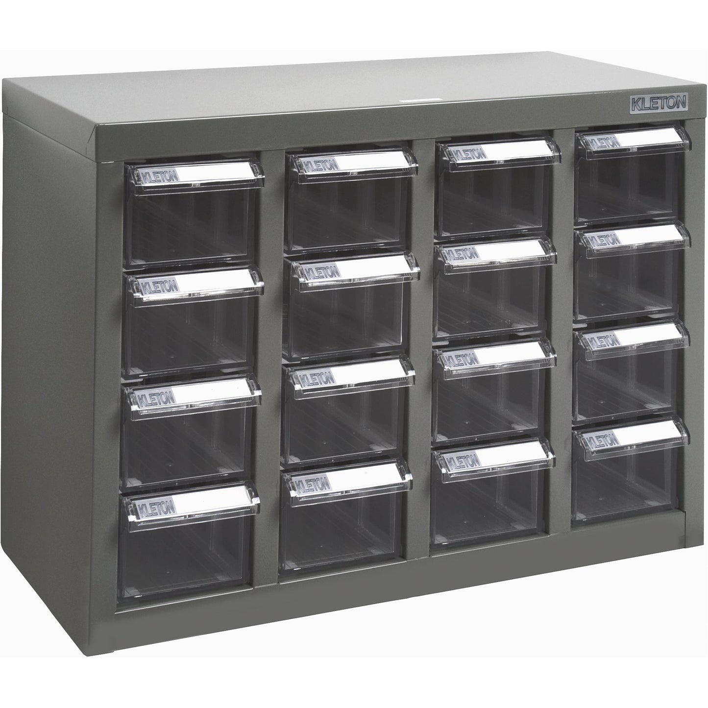 KPC-500 Parts Cabinet, Galvanized Steel, 16 Drawers, 18-3/10" x 8-7/10" x 13-4/5", Grey