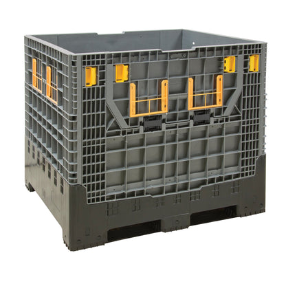 Collapsible Bulk Container, 47.2" L x 39.4" W x 39.4" H, Grey