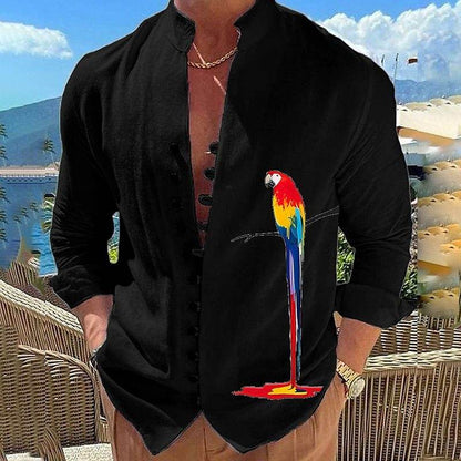 Cotton And Linen Casual Loose Long Sleeve Shirt men