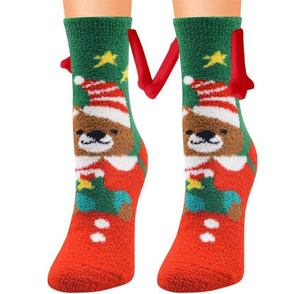 Soft Carton Christmas-themed Fleece Winter Home socks for Women