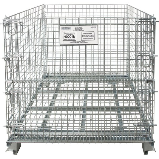 Contenant grillagé pliable, 40" L x 48" P x 42" H, Capacité de 4000 lb.