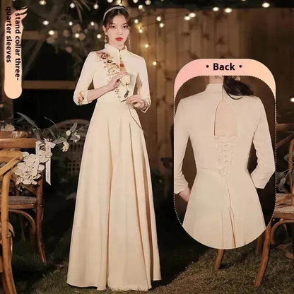 Champagne Wedding Bridesmaid Long Summer Dress