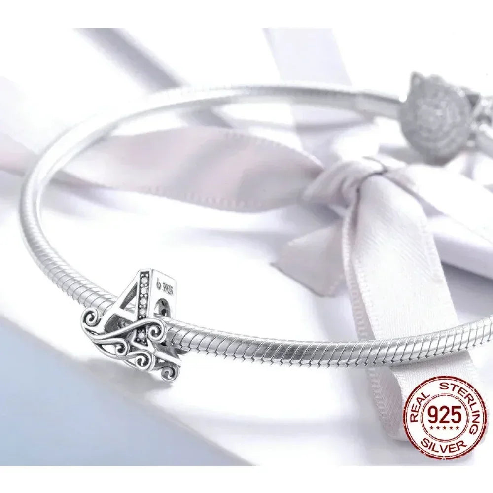 Pendentif Initiales en argent sterling 925 ajouré vintage