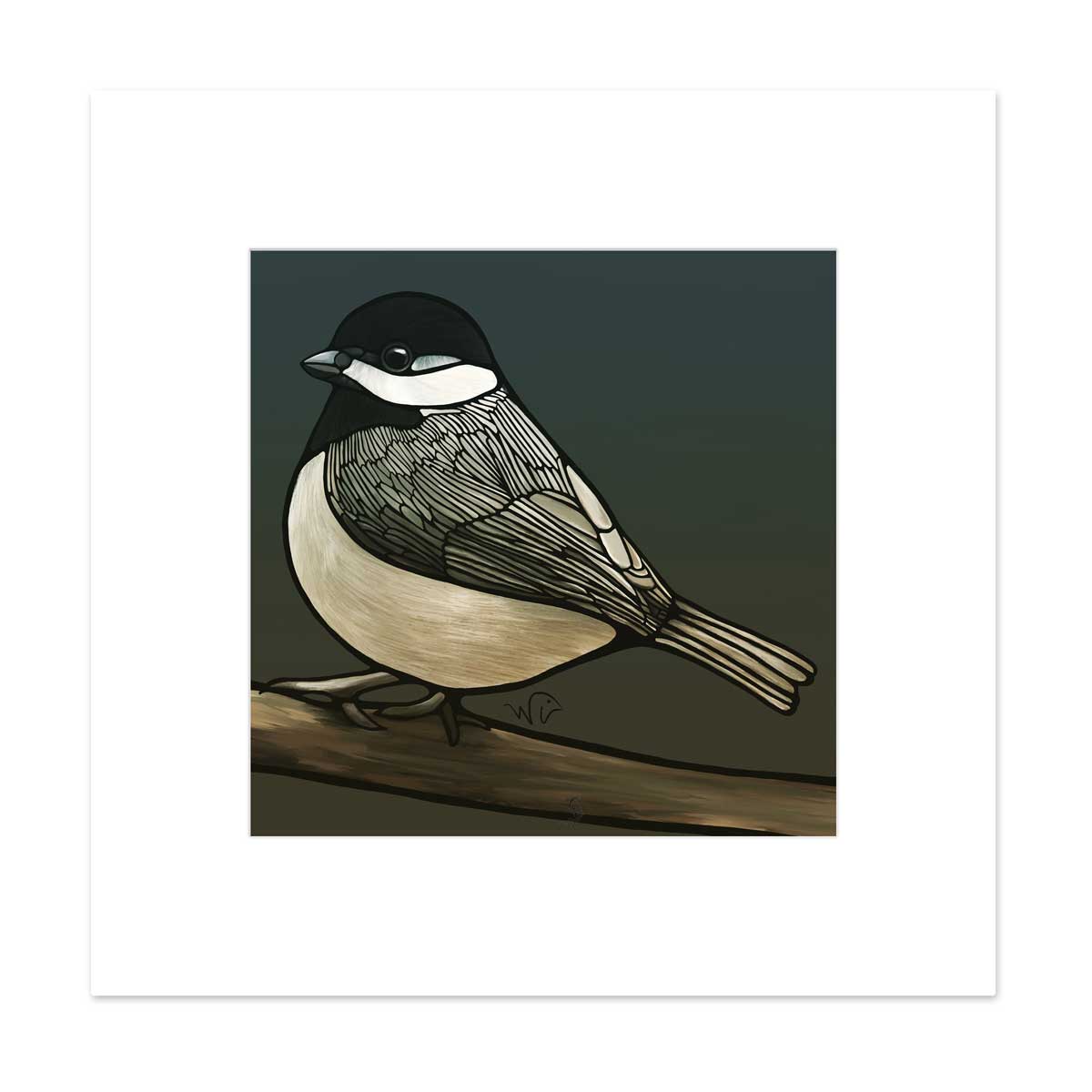Impression signée et encadrée – Mésange à tête noire