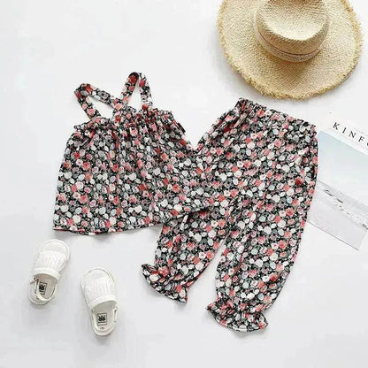 Chiffon vest trousers children's clothing summer new Baby Girl Cloth set