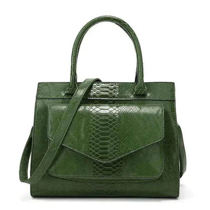 Classy European and American Women's Snake Print Zipper Handbag