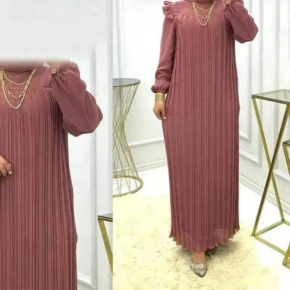 Classy Solid Color Turtleneck With Loose Abaya Dress for Arab Dubai Turkey Middle East Women