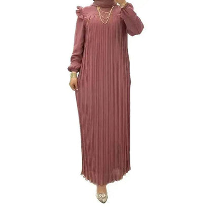 Classy Solid Color Turtleneck With Loose Abaya Dress for Arab Dubai Turkey Middle East Women
