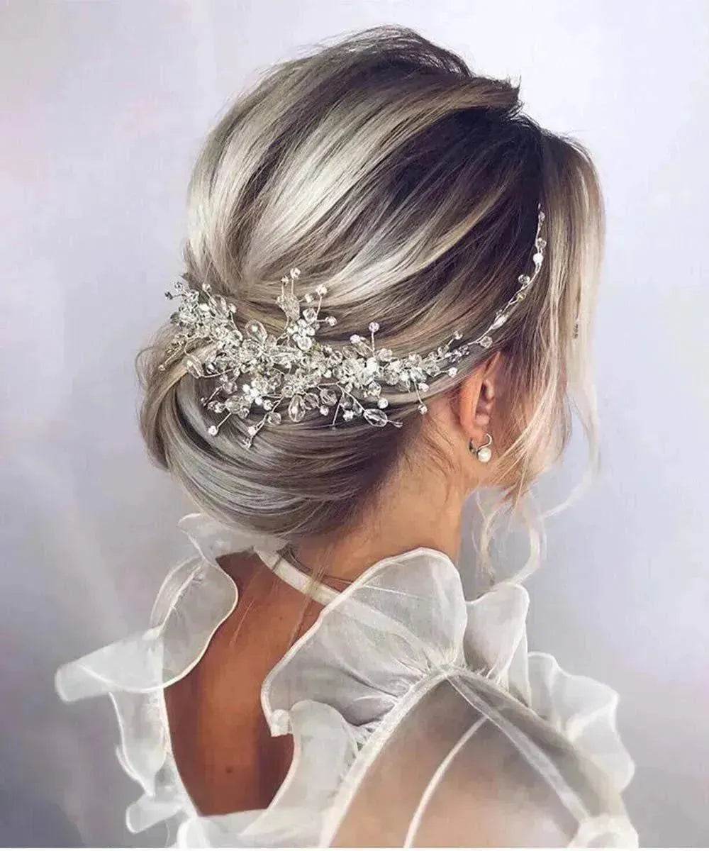 Accessoires de cheveux de mariée en cristal pour femmes élégantes, vigne de cheveux de mariée, pince à cheveux de mariée, coiffe de mariage, pièce de cheveux de mariage, pièces de cheveux de mariée