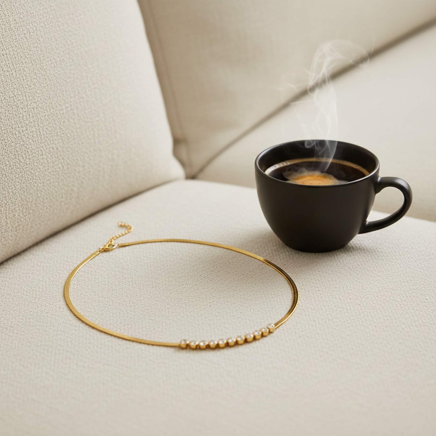 Trendy 18k Gold Plated Zirconia Diamond Choker Necklace