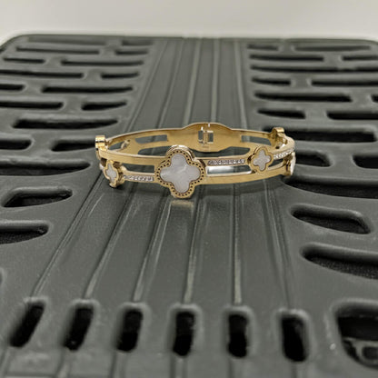 Luxury Gold Plated White Clover Bracelet