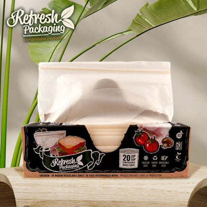 Compostable Zip-Top Bags - Medium - (20 Bags 18x19cm)