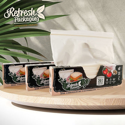 Compostable Zip-Top Bags - Medium - (20 Bags 18x19cm)