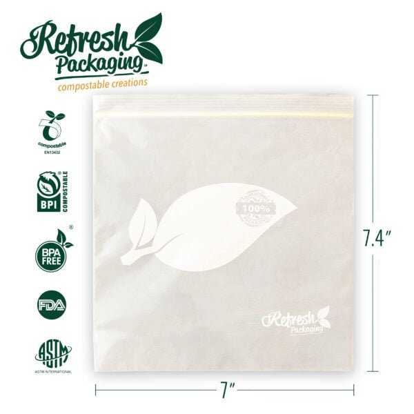 Compostable Zip-Top Bags - Medium - (20 Bags 18x19cm)
