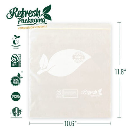 Compostable Zip-Top Bags - Large - (15 Bags 27x30cm)